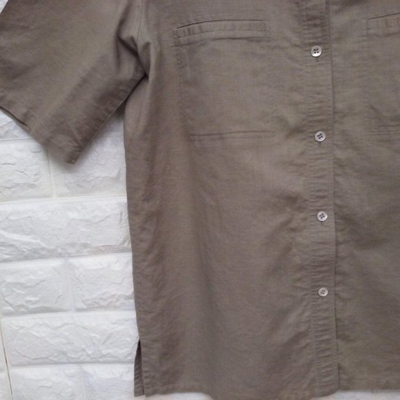 Vintage 90s Oleg Cassini Blouse Linen Sz-14 SSL - Picture 3 of 9